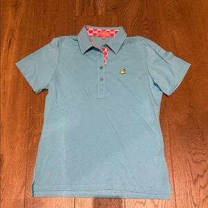 Women’s blue masters golf knit polo